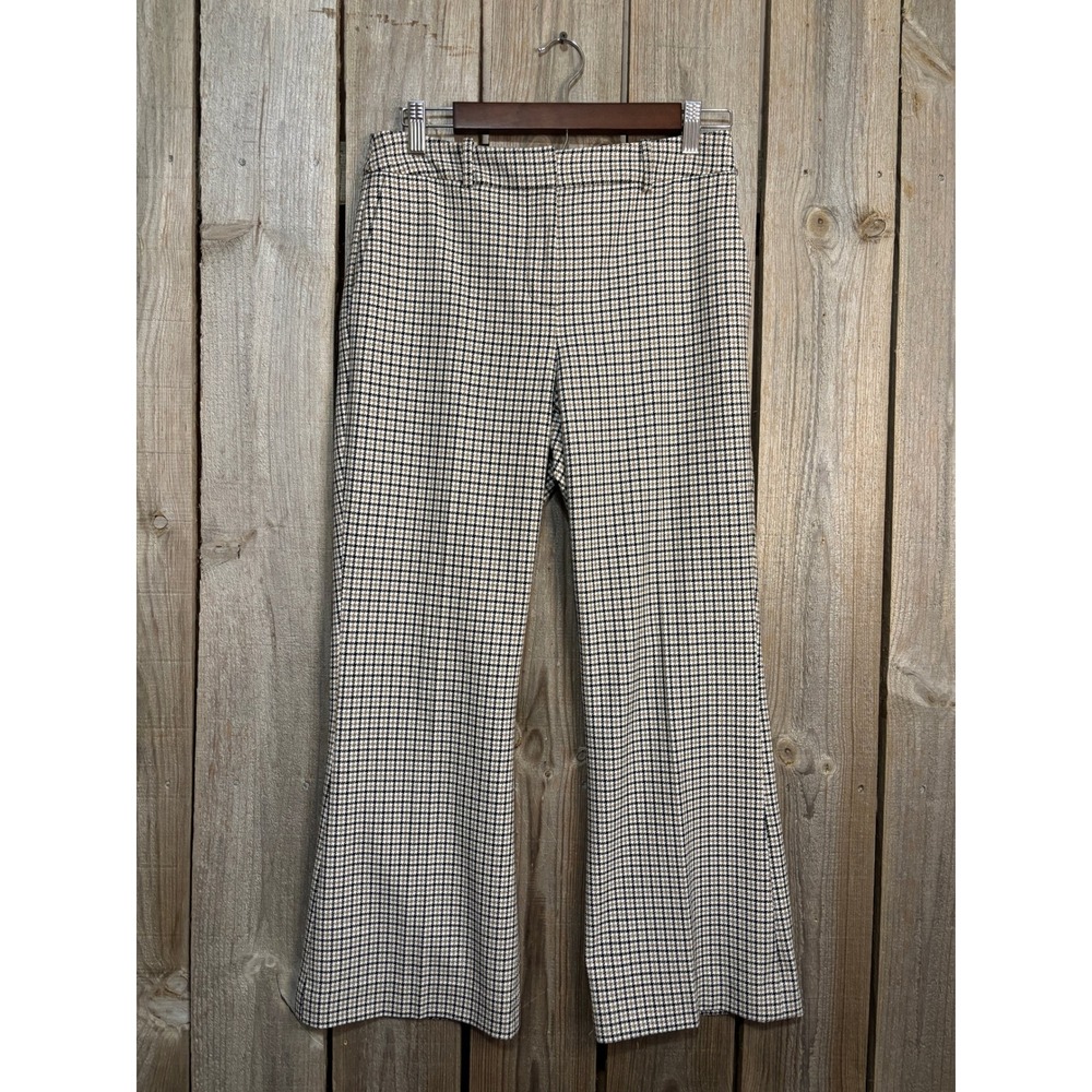 Karl Lagerfeld Paris Houndstooth Flare Pants Tan Black White Size 2 L3GK6287